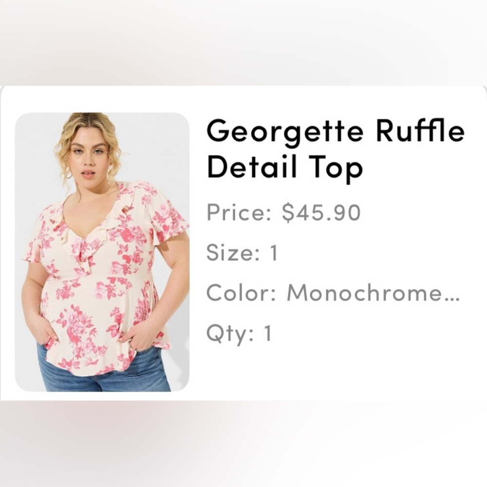 NWT Torrid Size 1 Floral Pink and Cream Women's Top